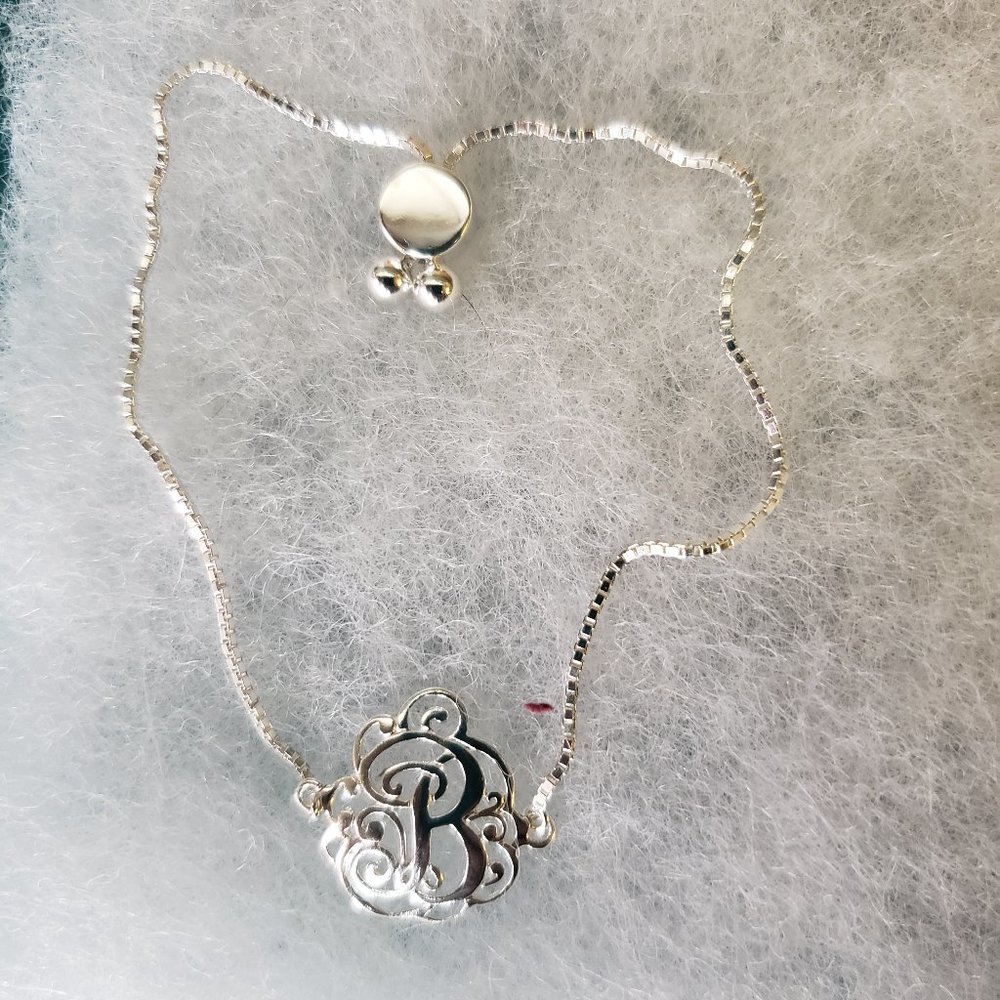 Sterling Silver Monogram 'B' Bracelet - Elegant Women's Jewelry